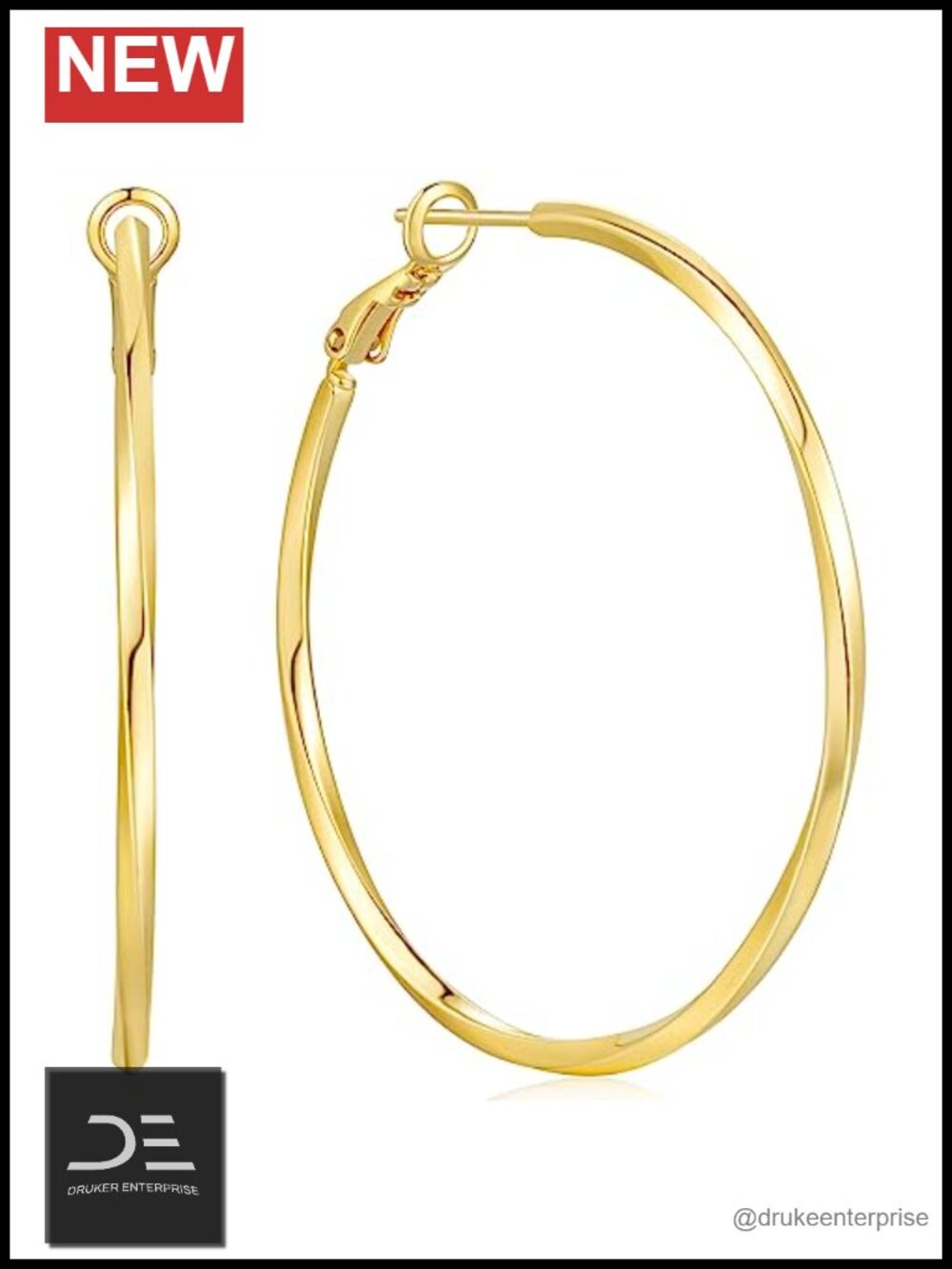 14K Gold Plated Sterling Silver Twisted Hoop Earrings